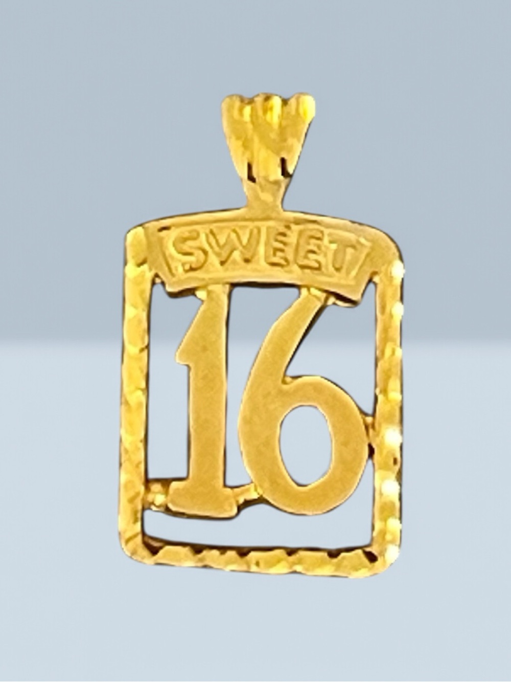 10k Gold Sweet 16 Gold-Plated Pendant Necklace Charm
